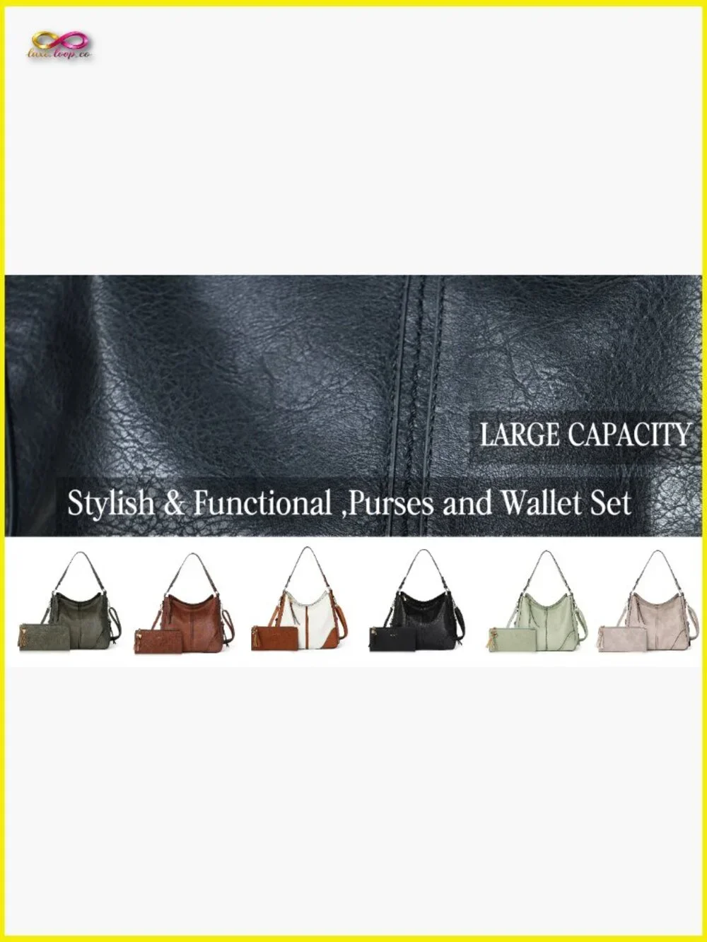 Hobo Bags Set Crossbody Tote with Adjustable Strap 2pcs Stylish